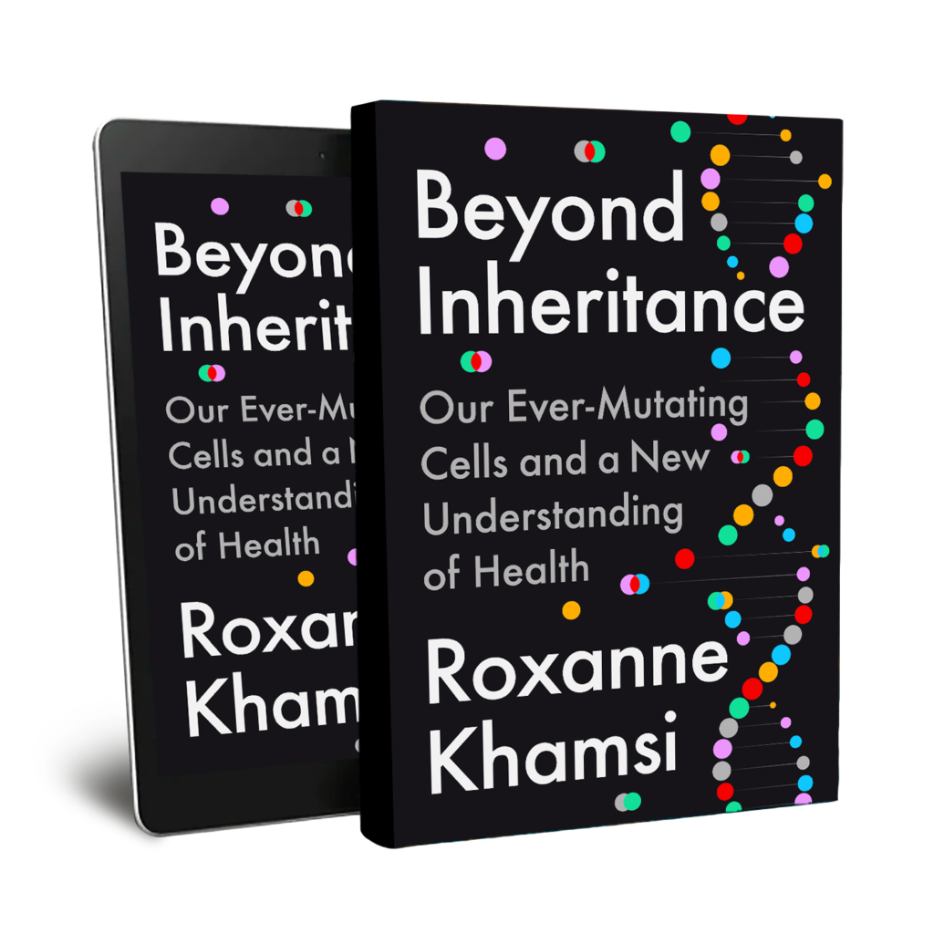 Cover of Roxanne Khamsi's new book, Beyond Inheritance, and an ereader version
